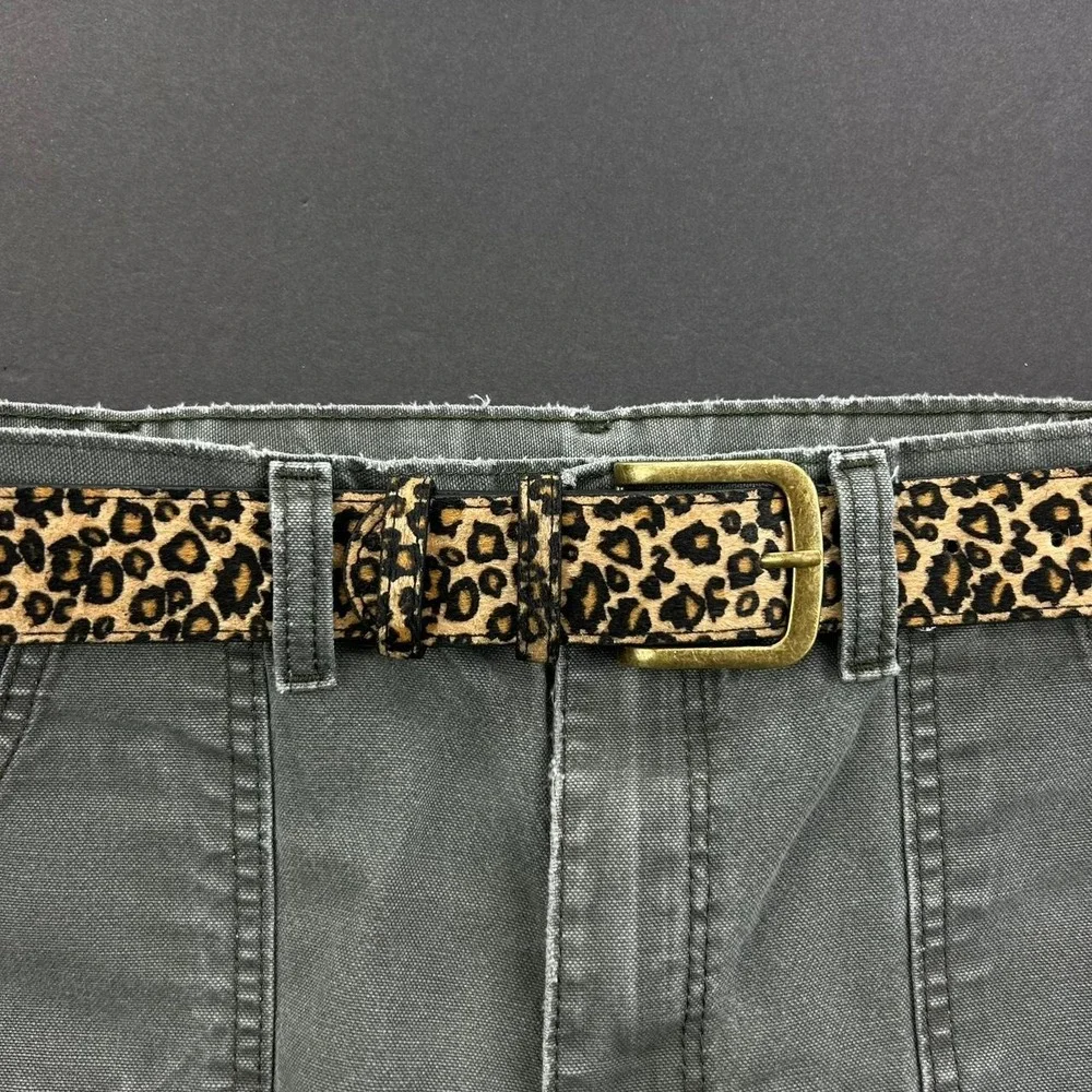 Vintage style cheetah leopard print fur belt american western boho black and tan
